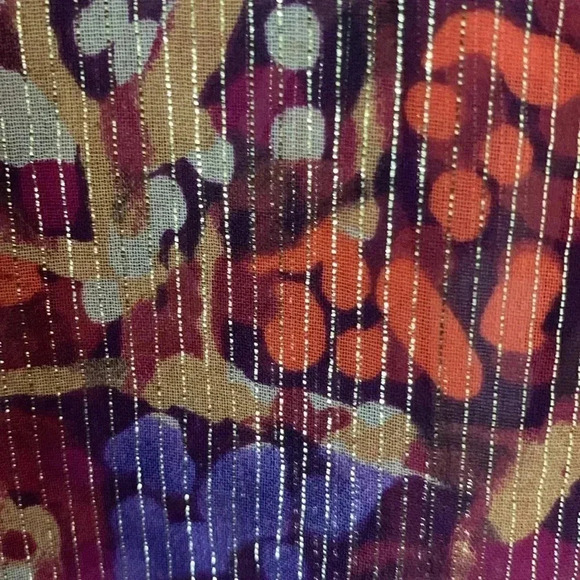 Laura Ashley multicolor and metallic sheer blouse size medium - Picture 6 of 8